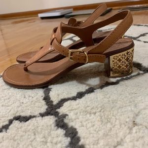 Tory Burch Brown and Gold Sandals - 9